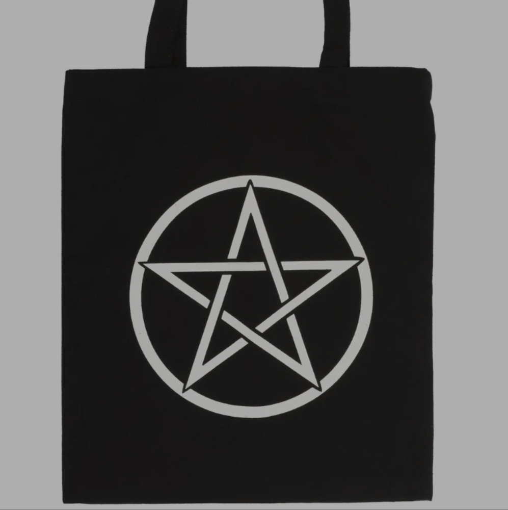 Black Tote Bag with Pentagram Design